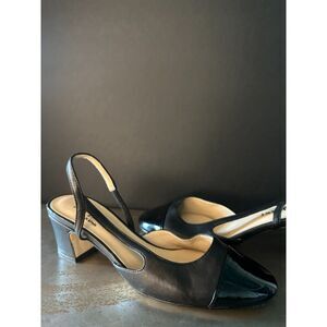 Jon Josef Pump 5 Slingback Block Mid Heel Summer Formal Patent Leather Black